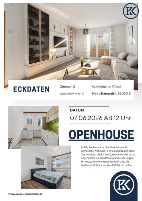 Open House: Helle 3-Zimmer-Wohnung mit Loggia in Bärnbach – Ihr neues Zuhause ab 85.000€