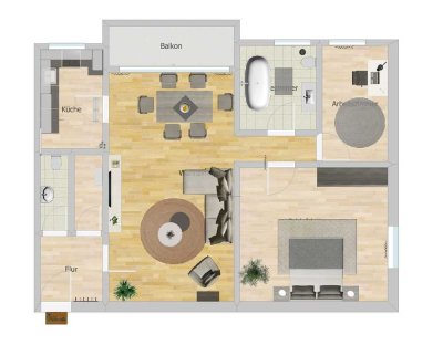 Modernisierte 3-Zimmer-Wohnung mit Bodenheizung & Balkon