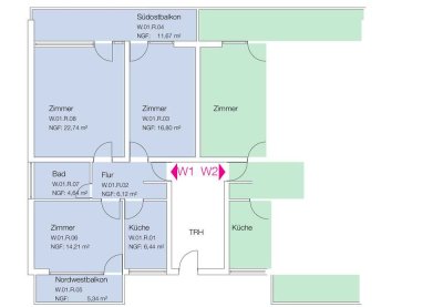 Wunderschöne 3-Zimmerwohnung im Hochparterre mit Parkettboden und zwei Balkonen