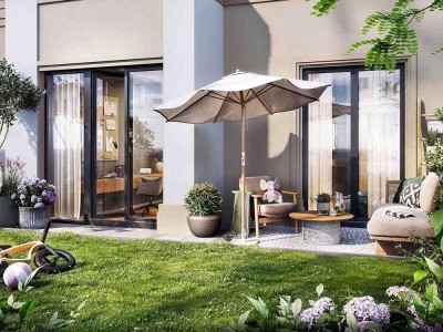 Charmantes Wohnen in zukunftsweisendem Ensemble mit Garten, Terrasse und Balkon
