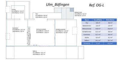 Sonnige 3-Zimmer-Wohnung mit hohe Decke und Balkon im 2. OG in Ulm-Böfingen