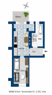 renovierte 1 Zimmerwohnung mit Balkon