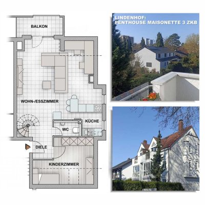 LINDFENHOF: PENTHOUSE-MAISONETTE MIT AUSBLICK