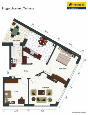 Gut geschnittene Erdgeschosswohnung mit Terrasse