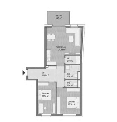 NEUBAU - Moderne 3-Zimmer Anlegerwohnung mit Balkon (74,12m²)-Graz/Gries
