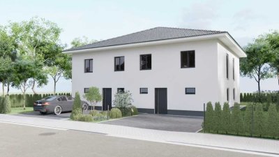 Bezahlbarer Neubau Doppelhaushälfte, Bodenplatte, FBH, A+, PV-Anlage, Lüftung