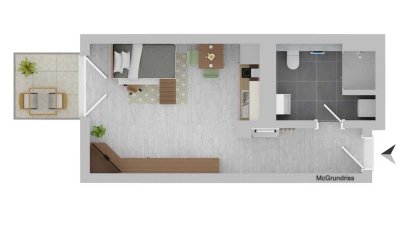 Exklusive 1-Raum-Wohnung mit gehobener Innenausstattung mit Balkon und EBK in Essing