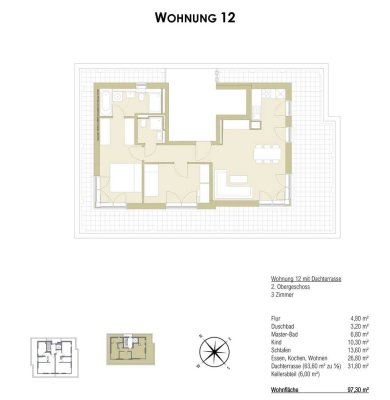 Promenadenensemble "Truderinger Wald" - 3-Zimmer-Dachterrassenwohnung - Whg 12