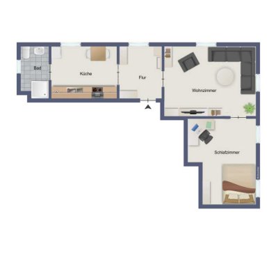 2 Zi.-Wohnung + Garage, ü.4% Rendite, ohne Makler