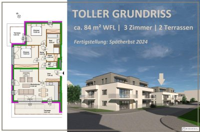 Blumengasse - Bauteil B | Neubauprojekt | 3 Zimmer Wohnung - 2.OG | 2 Terrassen | Belagsfertig | Tiefgaragenstellplatz optional | Spätherbst 2024 (Top B9)