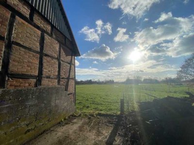 Luckau im schönen Wendland, Resthof mit viel Gebäude-Nutzfläche und grosser Wiese