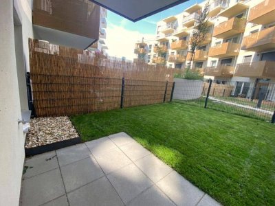 Neuwertige 2-Zimmer-Wohnung mit Terrasse und Garten direkt an der U2 sowie Alter und Neuer Donau