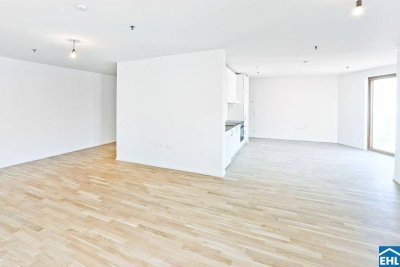 Sonnwendviertel: 1-Zimmer-Wohnung mit Balkon im 18. OG – Fitnessraum, Co-Working &amp; Rooftop-Terrasse inklusive!