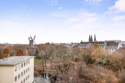 Bremen-Mitte; helle 2 Zimmerwohnung mit Loggia im 8.OG an den Wallanlagen mit Panoramablick