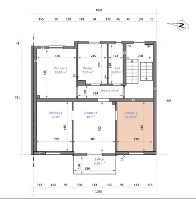 WG-Zimmer in 3-er WG mit Balkon und EBK in Darmstadt Bessungen