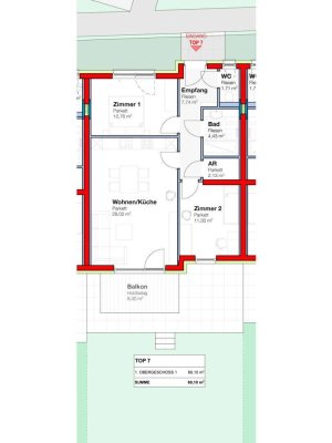 Neubauprojekt "Am Grünanger" Eigentumswohnung im OG mit Balkon Top 7