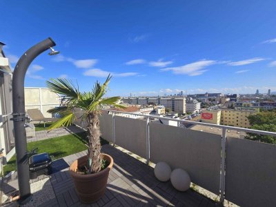 ++ ABSOLUTER FAMILIENTRAUM + FERNBLICK + Neubau + Klimaanlage + DAN Küche + 5 Zimmer, sonnige Dachgeschosswohnung im 9ten Stock + 2 Dachterrassen 52m²