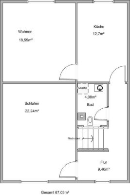 Schöne, renovierte 2-Zimmer-Wohnung mit schöner Innenausstattung zur Miete in Mücke/Höckersdorf.