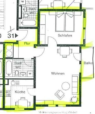 2-Zimmer-Wohnung mit Balkon