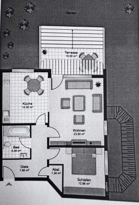 Stilvolle 2-Raum-Wohnung Teilmöbliert mit Garten in Düren