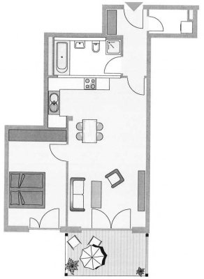 Helle 2-Zimmer-Wohnung mit TG und großem Balkon in zentraler Lage
