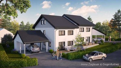 LebensWert ***** Neubau - Doppelhaushälfte - KfW 40 Energiesparhaus mit Carport in Lindberg bei Zwie