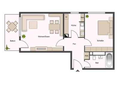 Lichtdurchflutete 2-Zimmer Wohnung mit Balkon in Weisenau
