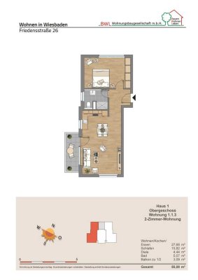 Hier will ich wohnen!  Wiesbaden, 2-Zi-Wohnung mit sonniger Terrasse, Aufzug und Tiefgarage