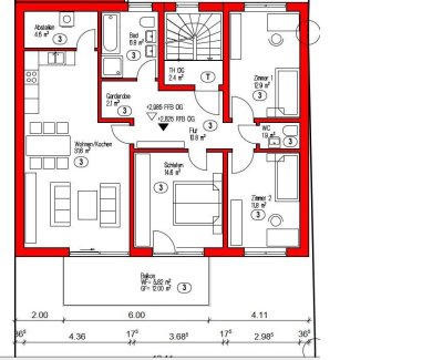 Ansprechende 4-Zimmer-Wohnung im OG mit gehobener Innenausstattung mit Balkon in Waghäusel/Hinterhof
