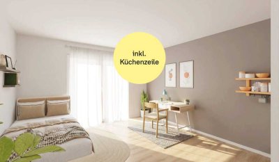 Barrierefreies Miniapartment inkl. Küchenzeile und Balkon