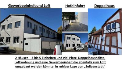 2 Häuser – Mehrgenerationen bis 5 Einheiten: DHH, Loftwohnung und Gewerbe "Seligenstadt"