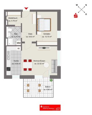 Neubau 2-Zimmer-Wohnung in Burghausen