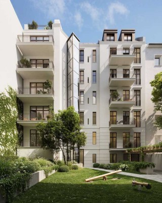 Aufwendig sanierter Altbau mit zwei Zimmern und Terrasse in ruhiger Gartenlage