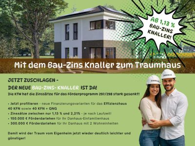 Starke Häuser. Perfekte Grundrisse. Danhaus Hybridbauweise mit KFN und QNG.