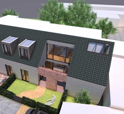 Einzigartiges Wohnen in Köln-Niehl:  Luxuriöse Maisonette-Wohnung mit Patio, Terrasse und Stellplatz
