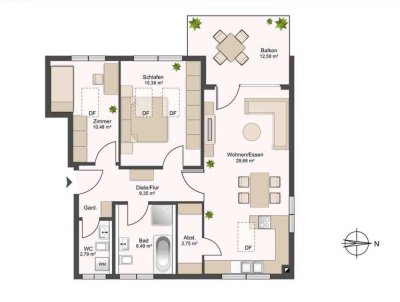 Neuwertig mit Einbauküche und Balkon: exklusive 3-Zimmer-DG-Wohnung in Bermatingen