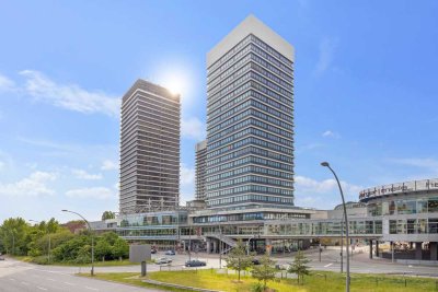Skylineblick aus der 21. Etage, urbanes Living über den Dächern Hamburgs