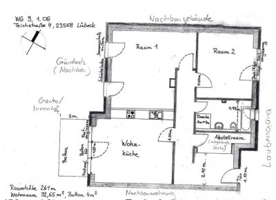 3-Zimmer-Wohnung mit Balkon in Lübeck St. Lorenz Süd