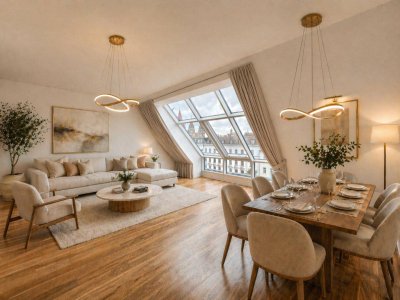 (Reserviert!) Frisch renovierte Dachgeschoss - Maisonette mit 2 Terrassen, Kamin und Klimaanlage