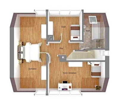 Wiesloch zentrumsnah, mit 527,- Euro pM finanzierbar, 3ZKBB 74,29qm, OG+DG-Maisonette 6ZK2BB 138 qm