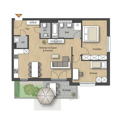 Stilvolle 3,5-Raum-Terrassenwohnung