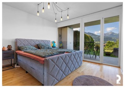 VERMIETETE 2-ZIMMER-GARTENWOHNUNG MIT BERGPANORAMA IN SATTEINS