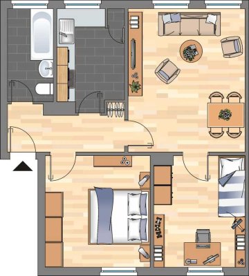 Bereits modernisierte 3–ZKB–Erdgeschosswohnung im Jadeviertel zu vermieten!
