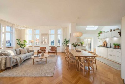 Atemberaubende 6-Zimmer-Maisonette-Wohnung mit Dachterrasse in denkmalgeschütztem Altbau