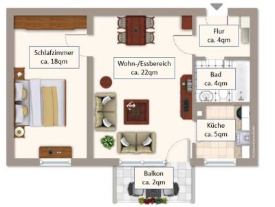 Zweitbezug nach Sanierung: schöne 2-Zimmer-Hochparterre-Wohnung mit EBK und Balkon in Laim, München