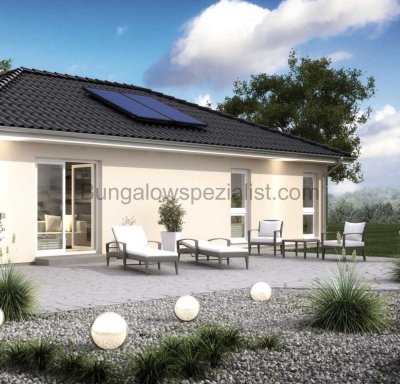 Bungalow (95 Qm) mit Grundstück / monatl. Finanzierungsrate 1.117,-- / 4 Zi / Seniorengerecht / PV /