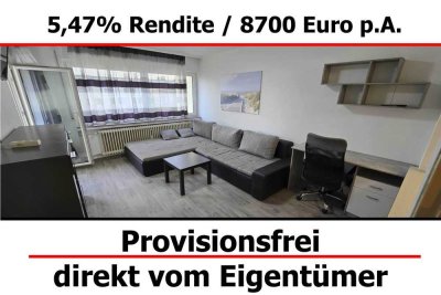 5,47% Rendite - Möblierte Wohnung - Provisionsfrei