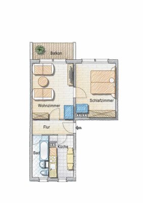 2 Raum Wohnung mit Balkon - Erstbezug nach Sanierung