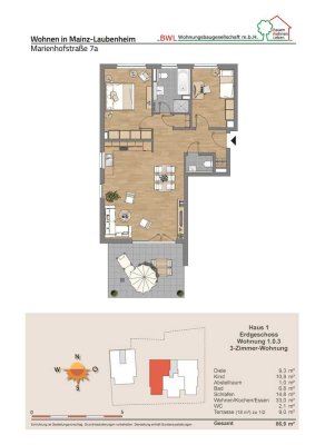IHR NEUES ZUHAUSE! Sonnige 3-Zimmer EG- Wohnung mit EBK in Mainz-Laubenheim