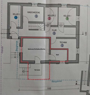 Möblierte 1-Zimmer-Wohnung mit großer Terrasse und Gartenzugang
